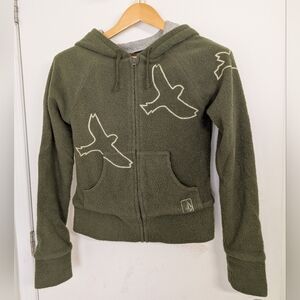 VOLCOM GREEN FLEECE JACKET SIZE SMALL